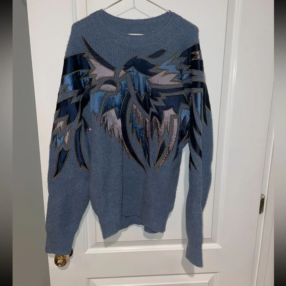 New! Zadig & Voltaire Kanson Phoenix Cashmere Blue Sweater 💙 Small ✨ Rare - Picture 8 of 13